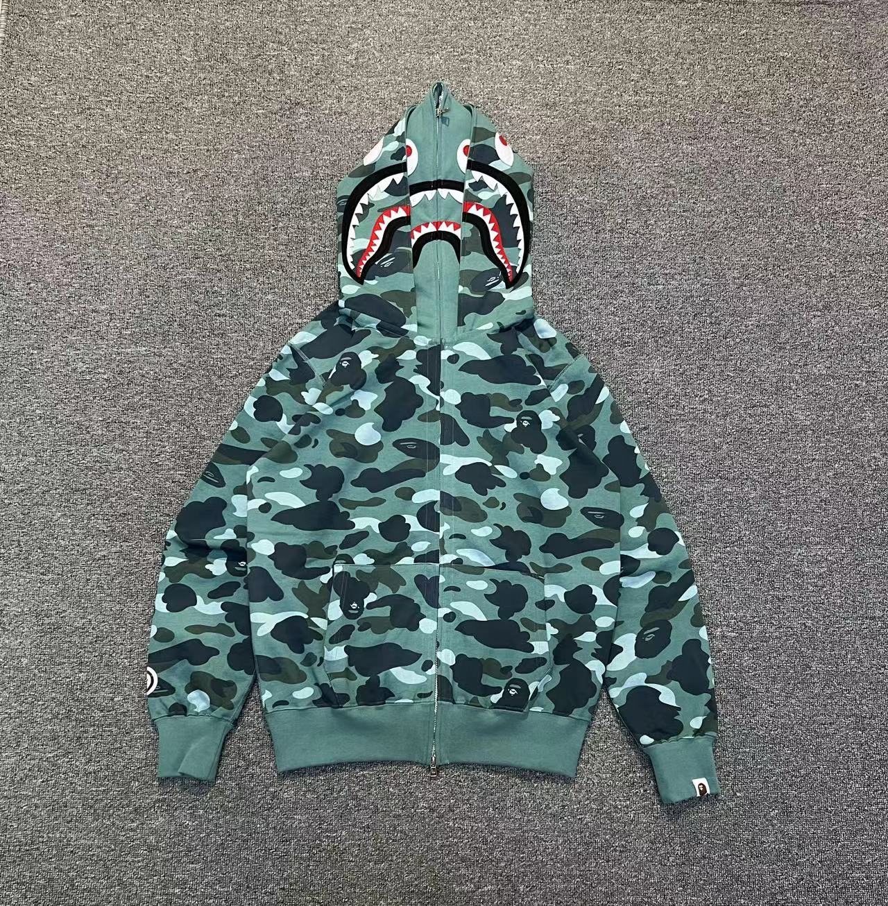 BAPE Color Camo Shark Wide Full Zip Double Hoodie