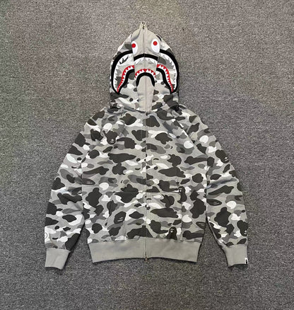 BAPE Color Camo Shark Wide Full Zip Double Hoodie
