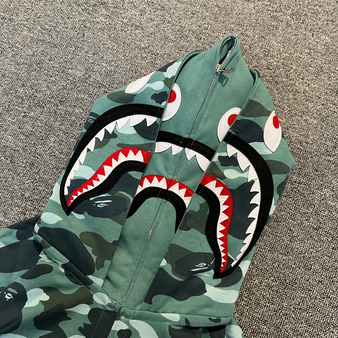 BAPE Color Camo Shark Wide Full Zip Double Hoodie