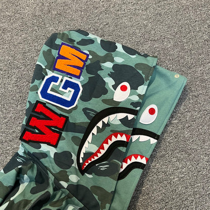 BAPE Color Camo Shark Wide Full Zip Double Hoodie