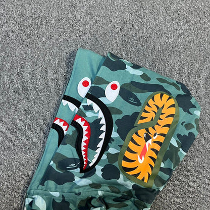 BAPE Color Camo Shark Wide Full Zip Double Hoodie