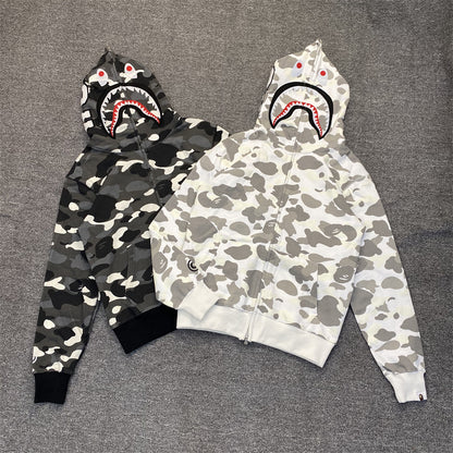 A Bathing Ape (BAPE) City Camo Shark Full Zip Hoodie