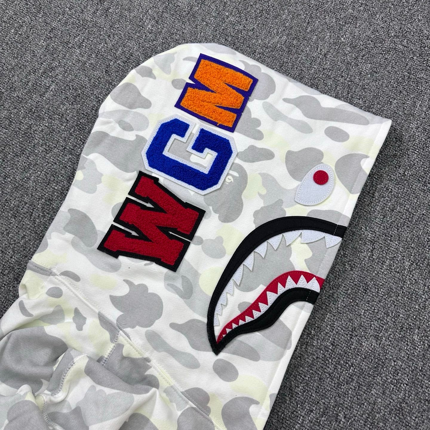 A Bathing Ape (BAPE) White City Camo Shark Full Zip Hoodie