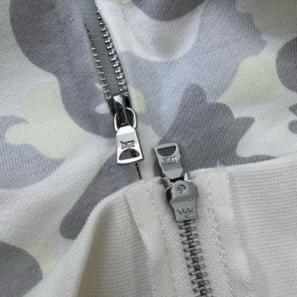 A Bathing Ape (BAPE) White City Camo Shark Full Zip Hoodie