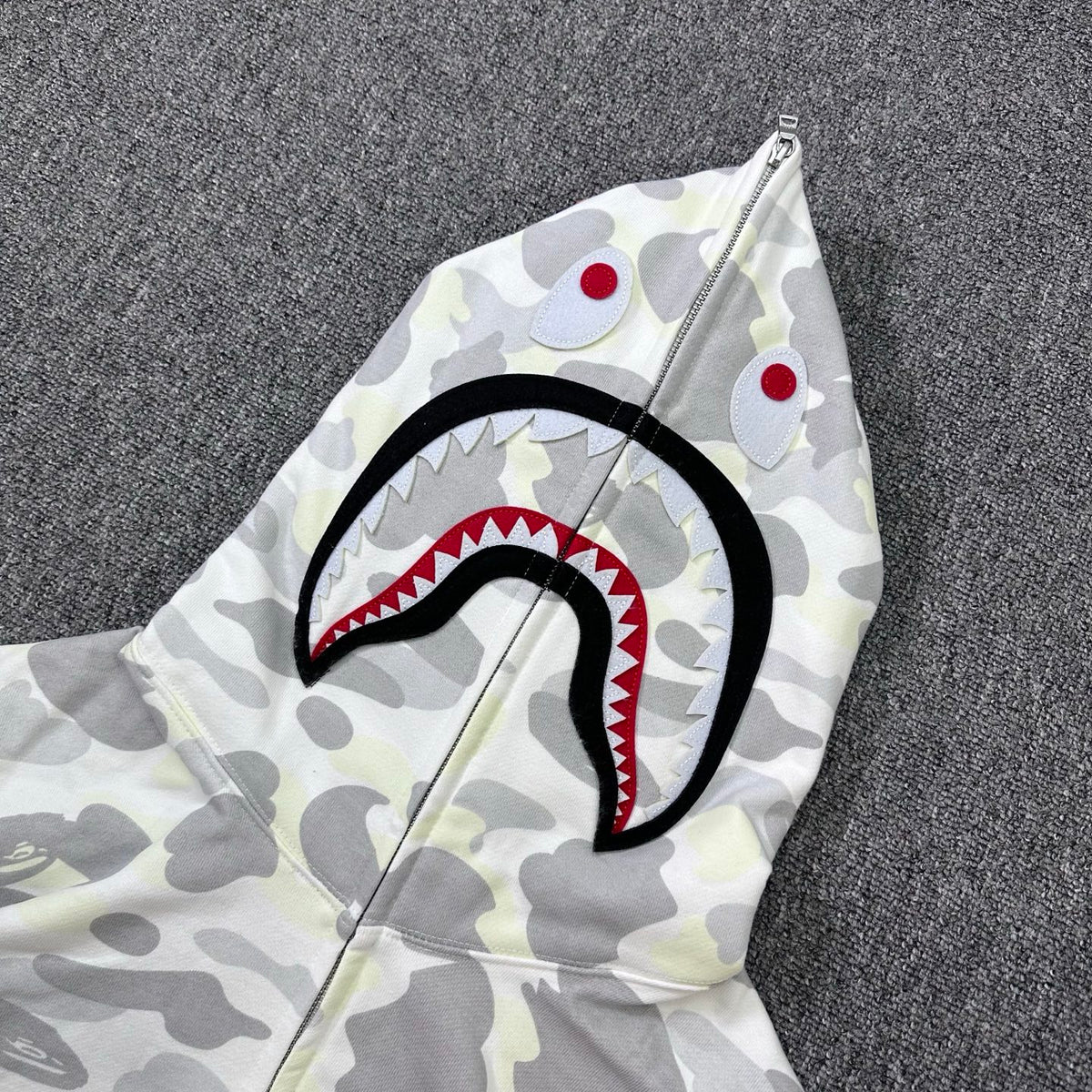 A Bathing Ape (BAPE) White City Camo Shark Full Zip Hoodie