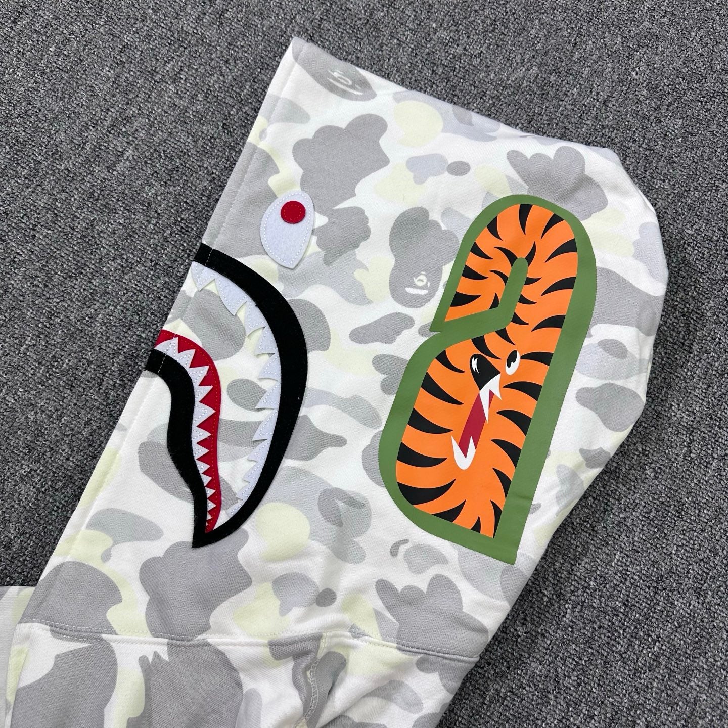 A Bathing Ape (BAPE) White City Camo Shark Full Zip Hoodie