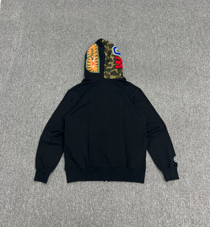 A Bathing Ape (BAPE) 1st Green Camo Half Shark Full Zip Hoodie