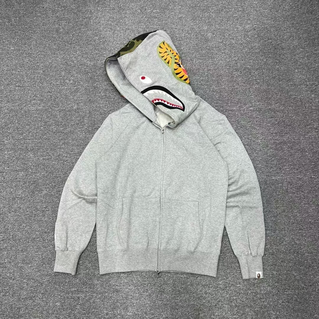A Bathing Ape (BAPE) 1st Green Camo Half Shark Full Zip Hoodie