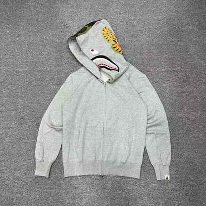 A Bathing Ape (BAPE) 1st Green Camo Half Shark Full Zip Hoodie