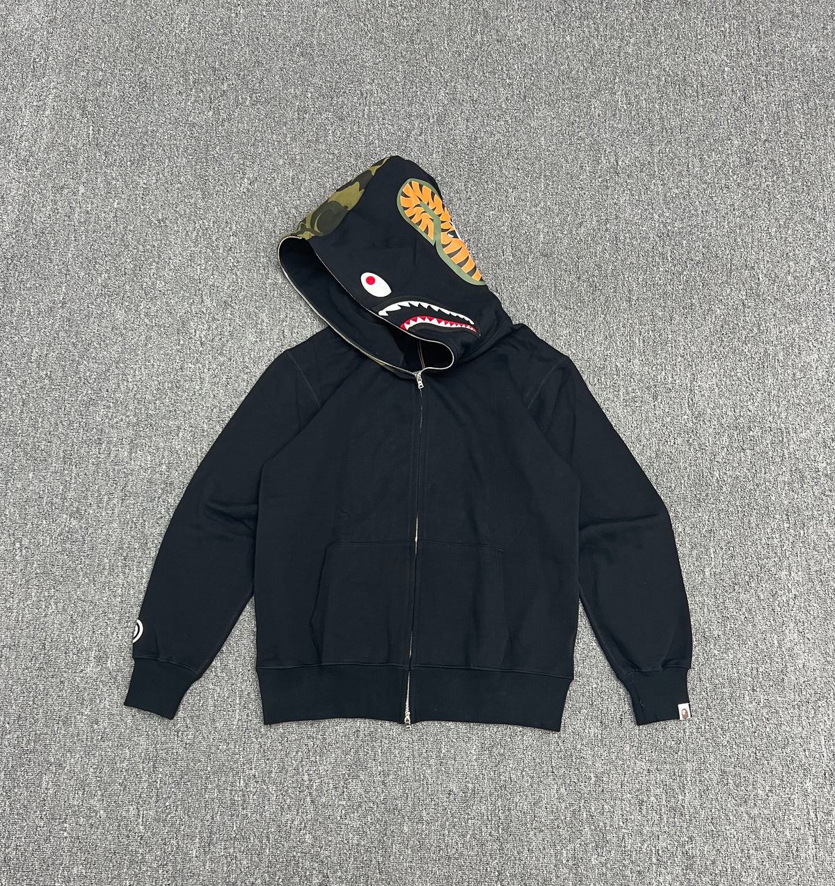 A Bathing Ape (BAPE) 1st Green Camo Half Shark Full Zip Hoodie