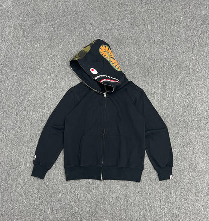 A Bathing Ape (BAPE) 1st Green Camo Half Shark Full Zip Hoodie