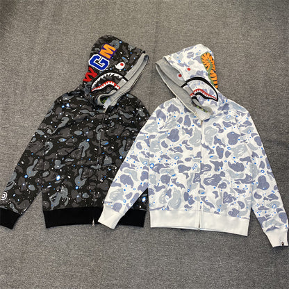 A Bathing Ape (BAPE) Space Camo Shark Full Zip Hoodie