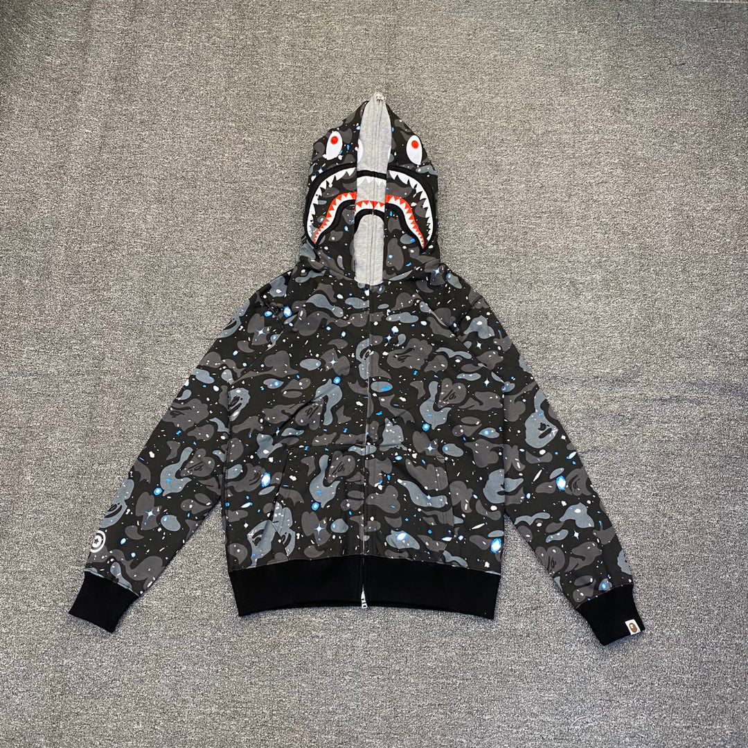 A Bathing Ape (BAPE) Space Camo Shark Full Zip Hoodie