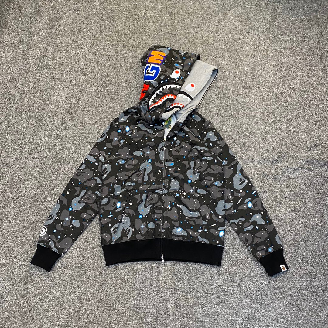 A Bathing Ape (BAPE) Space Camo Shark Full Zip Hoodie