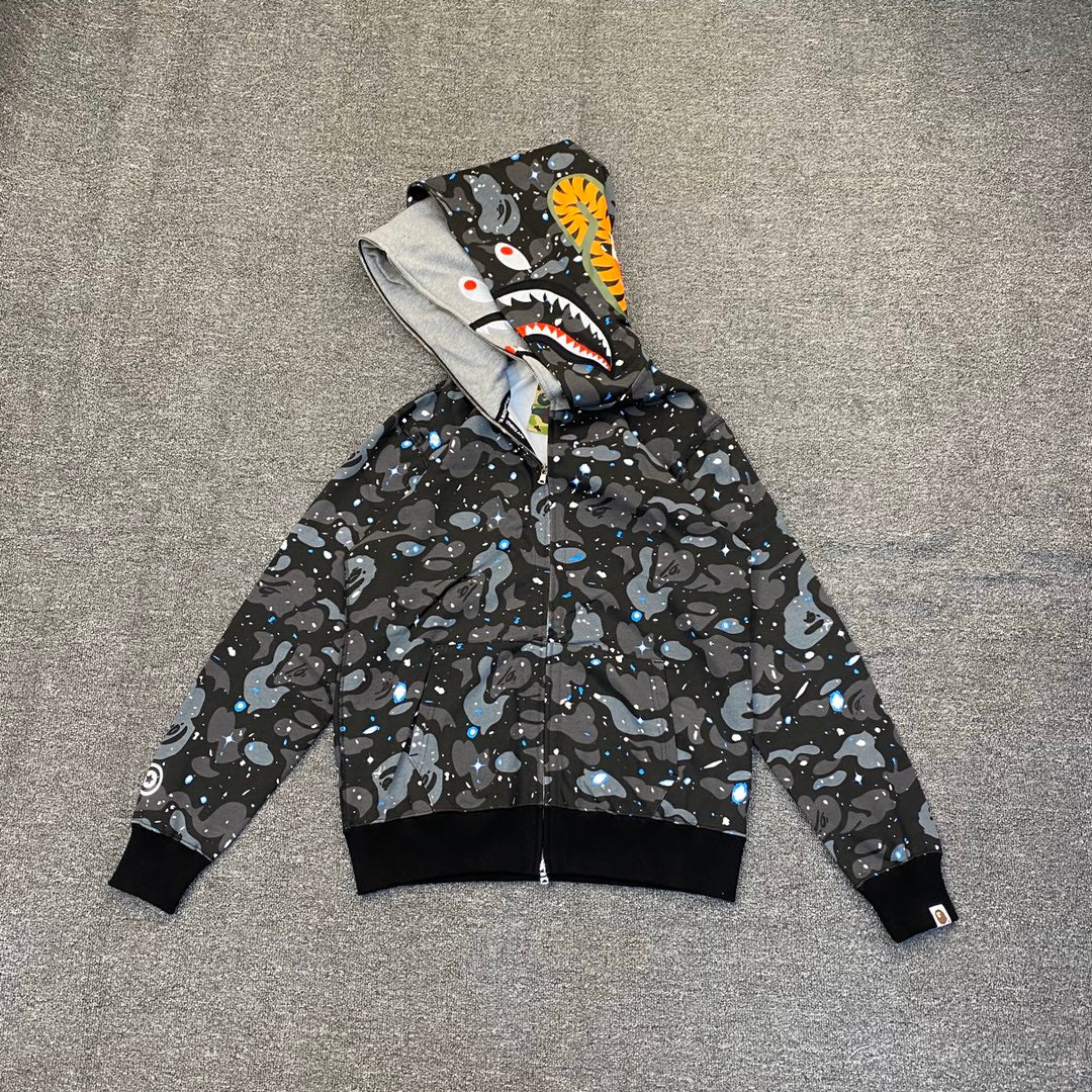 A Bathing Ape (BAPE) Space Camo Shark Full Zip Hoodie
