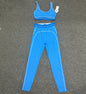 ALO Heart Throb Bra and High-Waist Legging Set in Azure Blue White front view