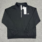 ALO Accolade 1/4 Zip Pullover in Black front view with embroidered chest logo