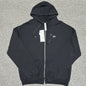 ALO Accolade Full Zip Hoodie in Black front view with embroidered chest logo