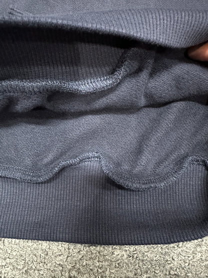 ALO Accolade Navy full zip hoodie ribbed hem and stitching detail