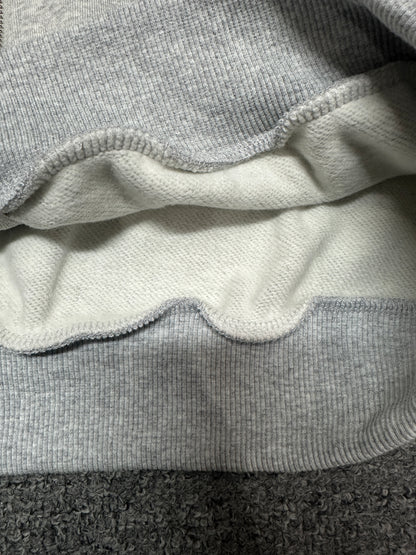 ALO Accolade Athletic Heather Grey hoodie ribbed hem and stitching detail