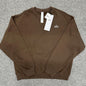 ALO Accolade Crew Neck Pullover in Espresso front view with silver chest logo