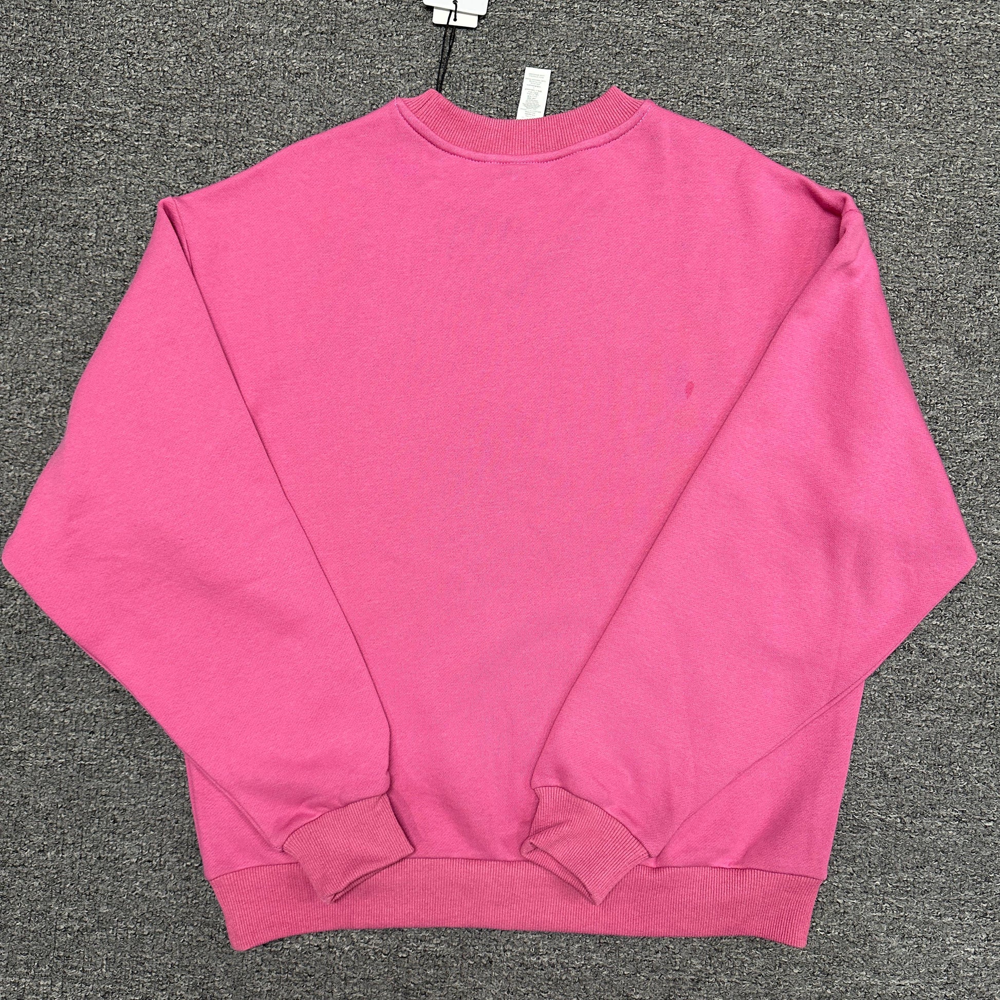 ALO Accolade Crew Neck Pullover in Paradise Pink back view showing the relaxed fit