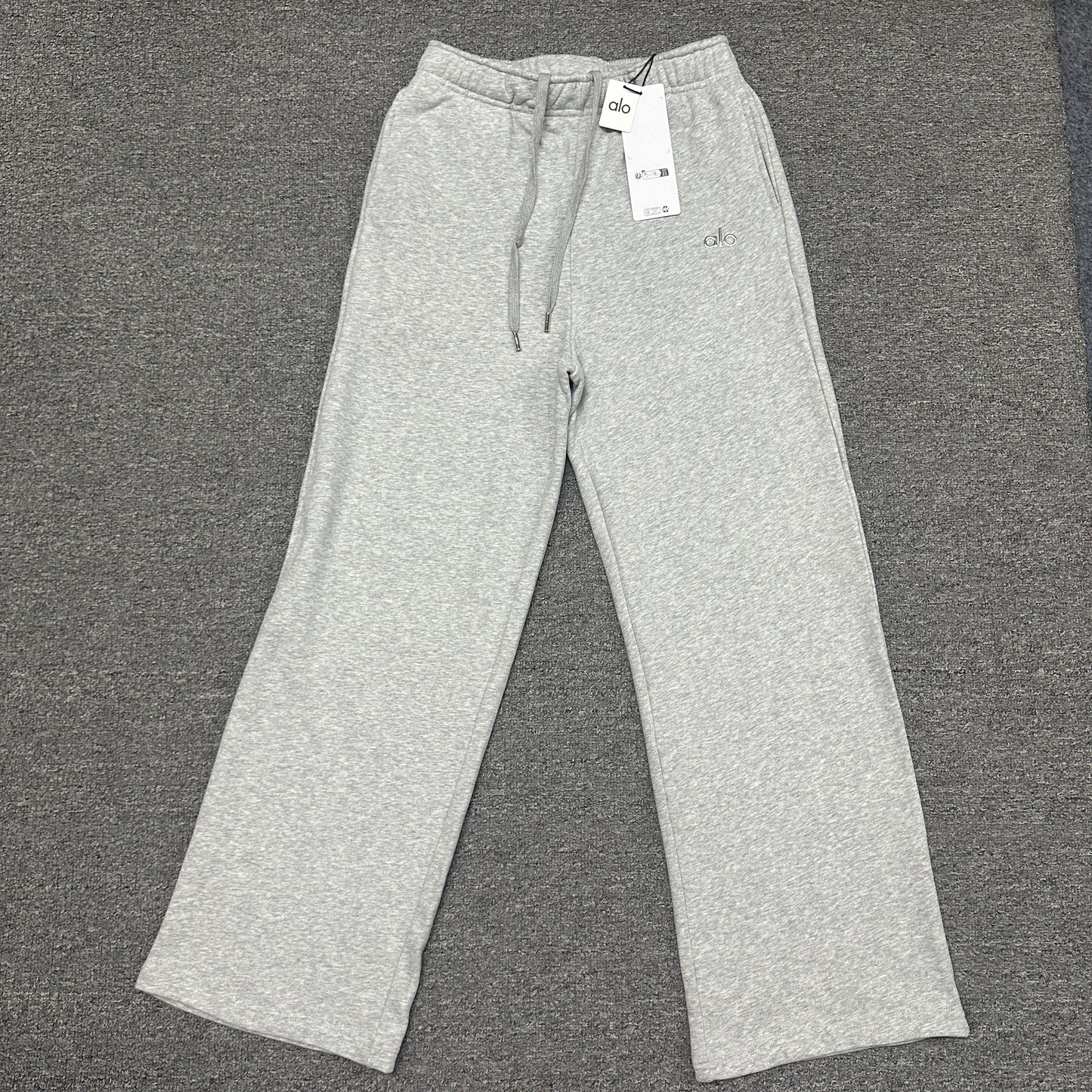 ALO Accolade Straight Leg Sweatpant in Athletic Heather Grey front view
