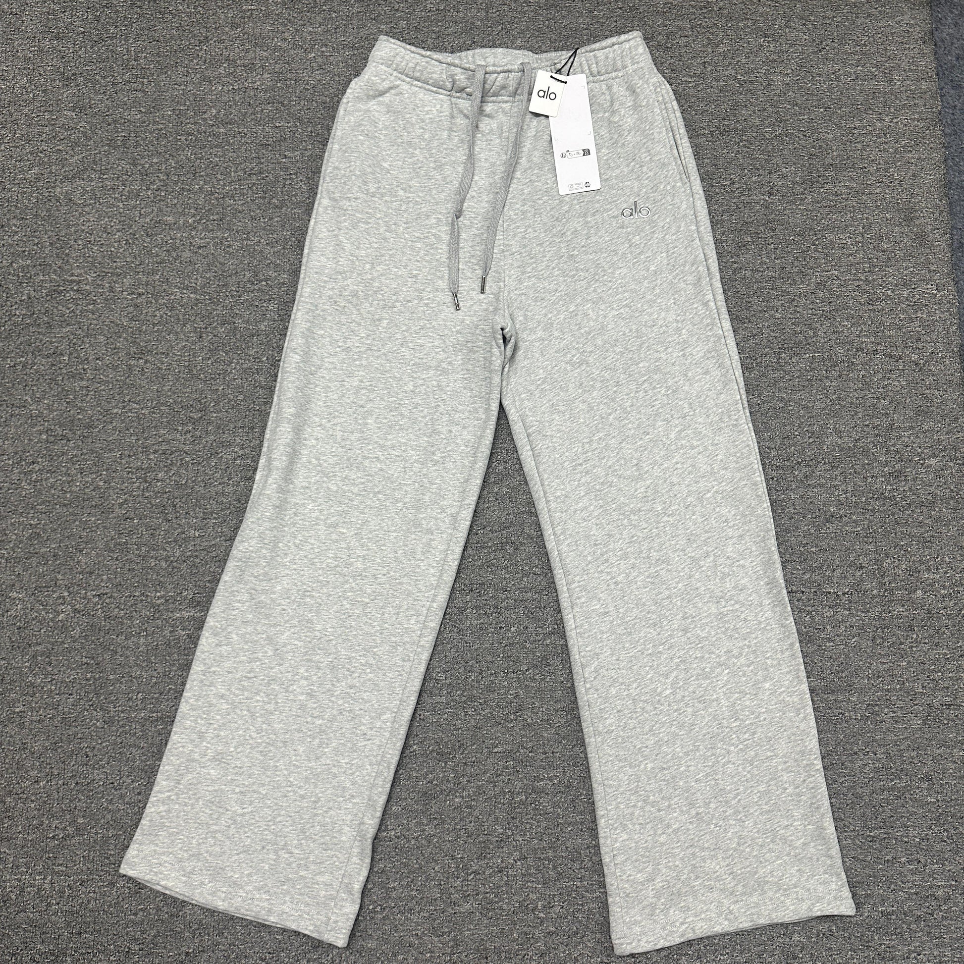 ALO Accolade Straight Leg Sweatpant in Athletic Heather Grey front view