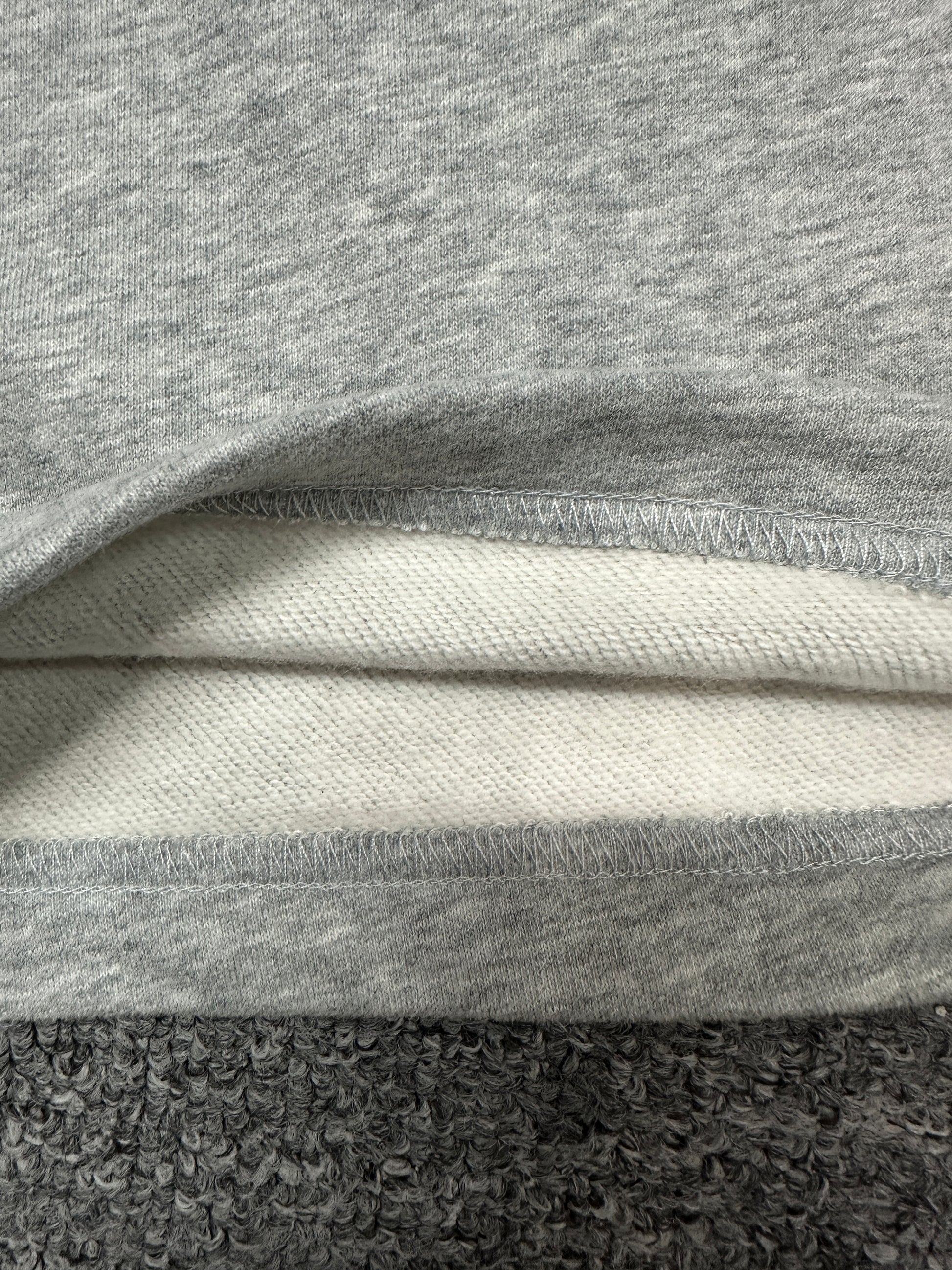 Soft fleecy interior fabric close-up of Athletic Heather Grey ALO Accolade Straight Leg Sweatpant
ALO Accolade Athletic Heather Grey sweatpant hem stitching and leg opening detail
