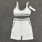 ALO Airbrush Heart Throb Bra and high-waist short set in White Black front view