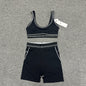 ALO Airbrush Heart Throb Bra and high-waist short set in Black White front view
