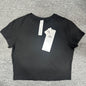 ALO Alosoft Crop Finesse Short Sleeve in Black front view