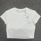 ALO Alosoft Crop Finesse Short Sleeve in White front view
