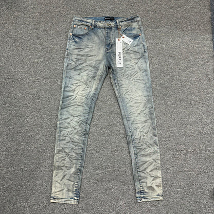 Purple Brand P001 Crackle Paint Skinny Jeans Light Indigo