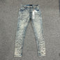 Purple Brand P001 Crackle Paint Skinny Jeans Light Indigo