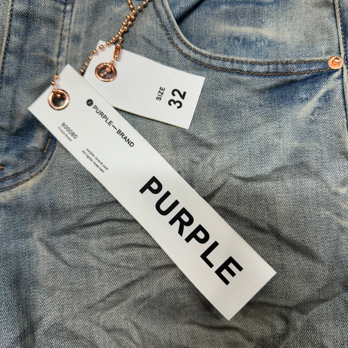 Purple Brand P001 Crackle Paint Skinny Jeans Light Indigo