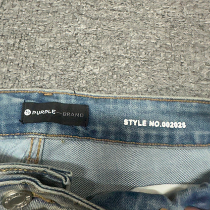 Purple Brand P001 Crackle Paint Skinny Jeans Light Indigo