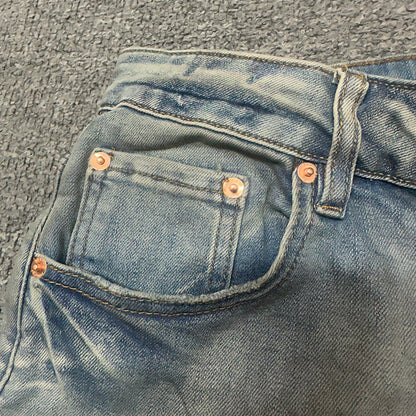 Purple Brand P001 Crackle Paint Skinny Jeans Light Indigo