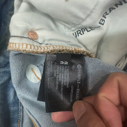 Purple Brand P001 Crackle Paint Skinny Jeans Light Indigo