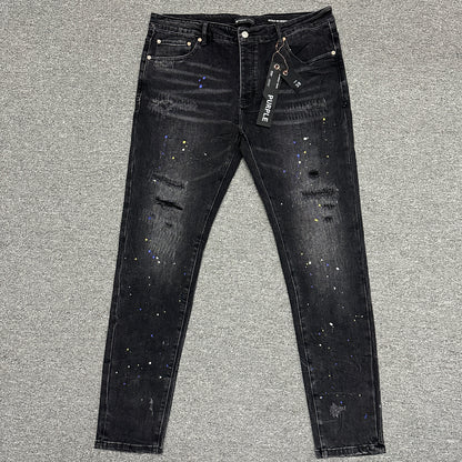Purple Brand P001 Black Overspray Skinny Jeans