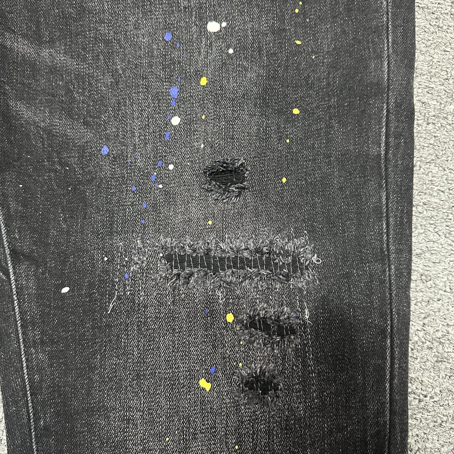Purple Brand P001 Black Overspray Skinny Jeans