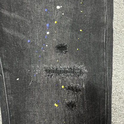 Purple Brand P001 Black Overspray Skinny Jeans