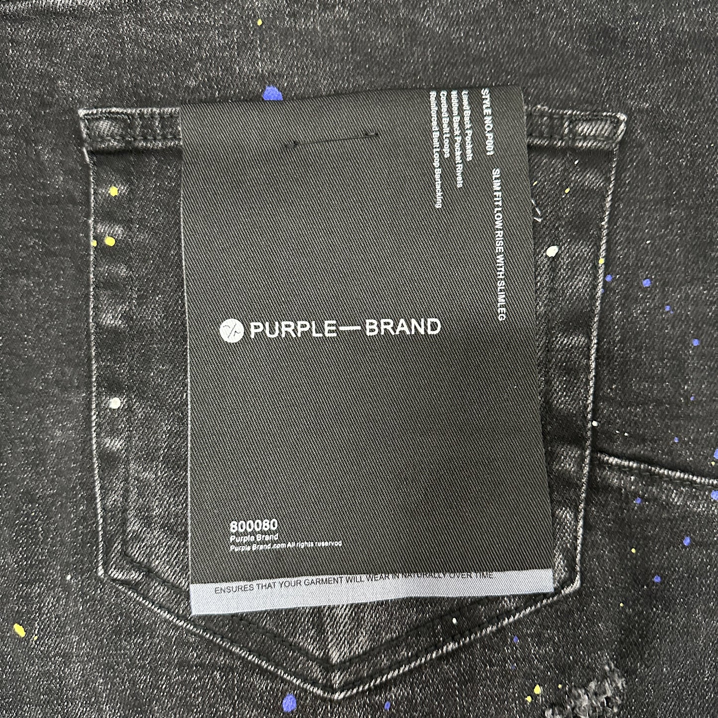 Purple Brand P001 Black Overspray Skinny Jeans