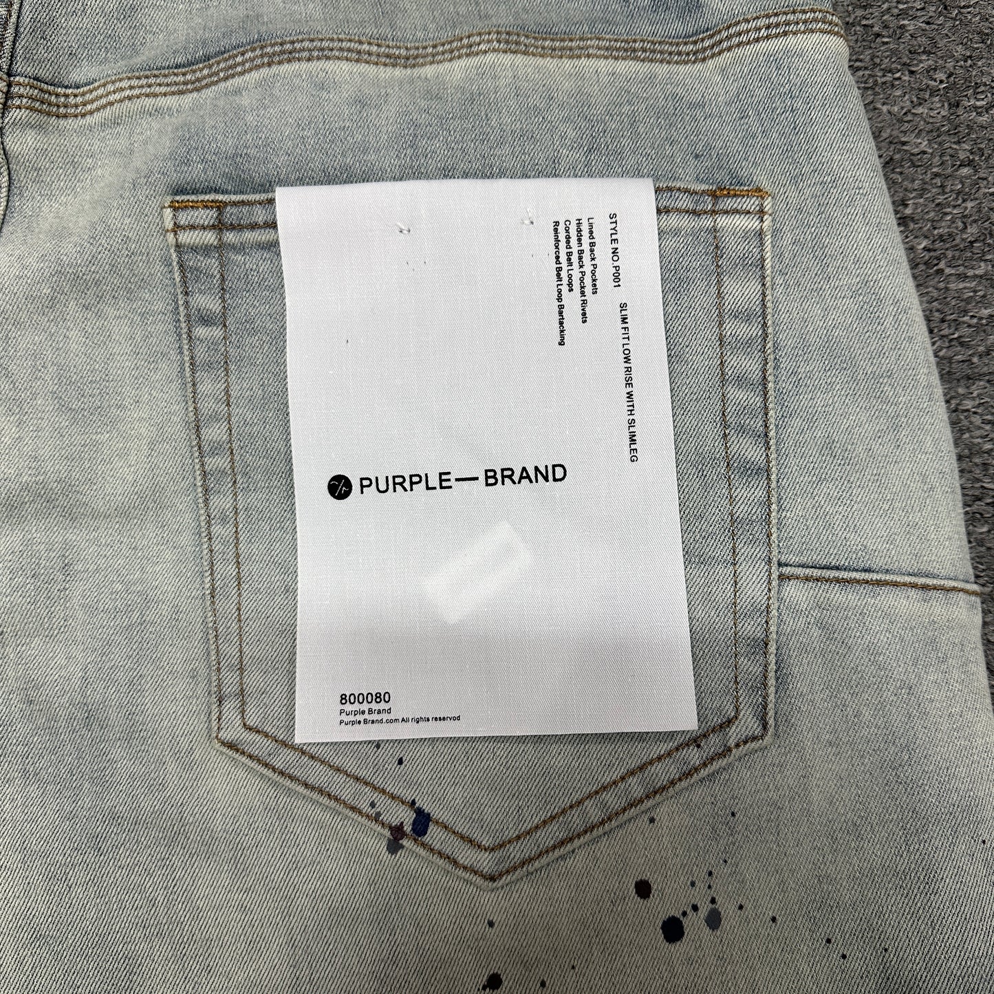Purple Brand P001 Light Indigo Paint Skinny Jeans