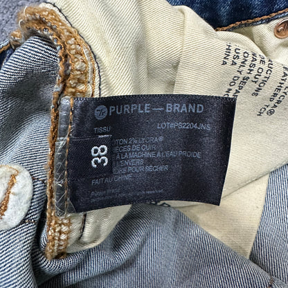 Purple Brand P001 Light Indigo Paint Blowout Skinny Jeans