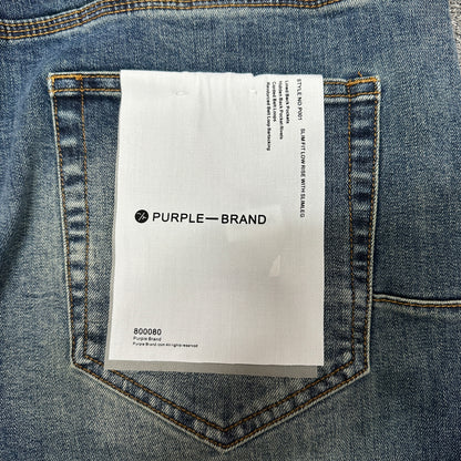 Purple Brand P001 Light Indigo Paint Blowout Skinny Jeans