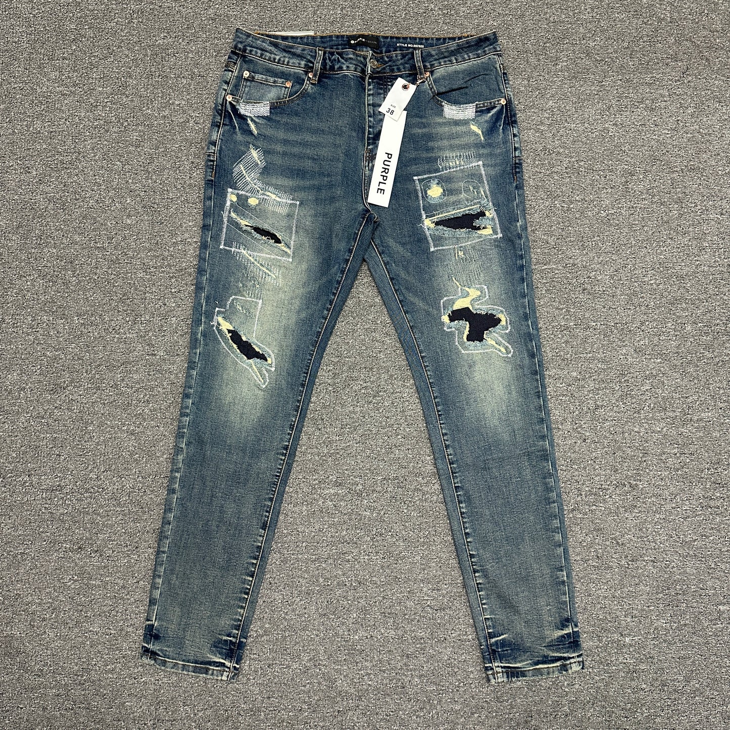 Purple Brand P001 Light Indigo Paint Blowout Skinny Jeans
