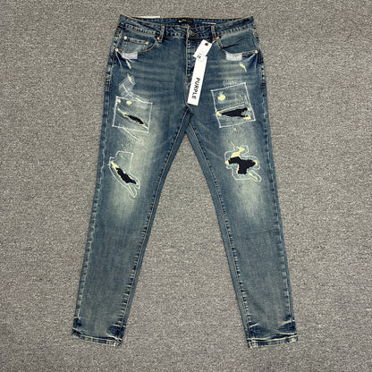 Purple Brand P001 Light Indigo Paint Blowout Skinny Jeans