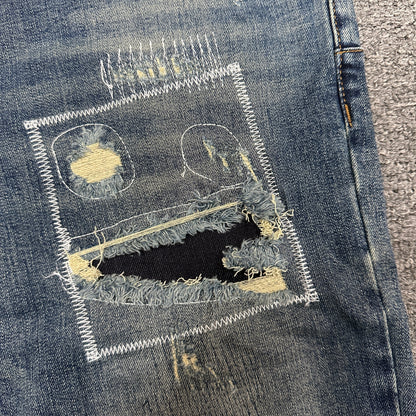 Purple Brand P001 Light Indigo Paint Blowout Skinny Jeans