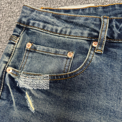 Purple Brand P001 Light Indigo Paint Blowout Skinny Jeans